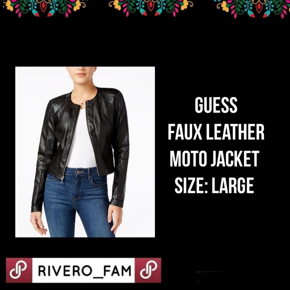 Guess Jackets & Blazers - GUESS | FAUX LEATHER |MOTO JACKET | SIZE LARGE